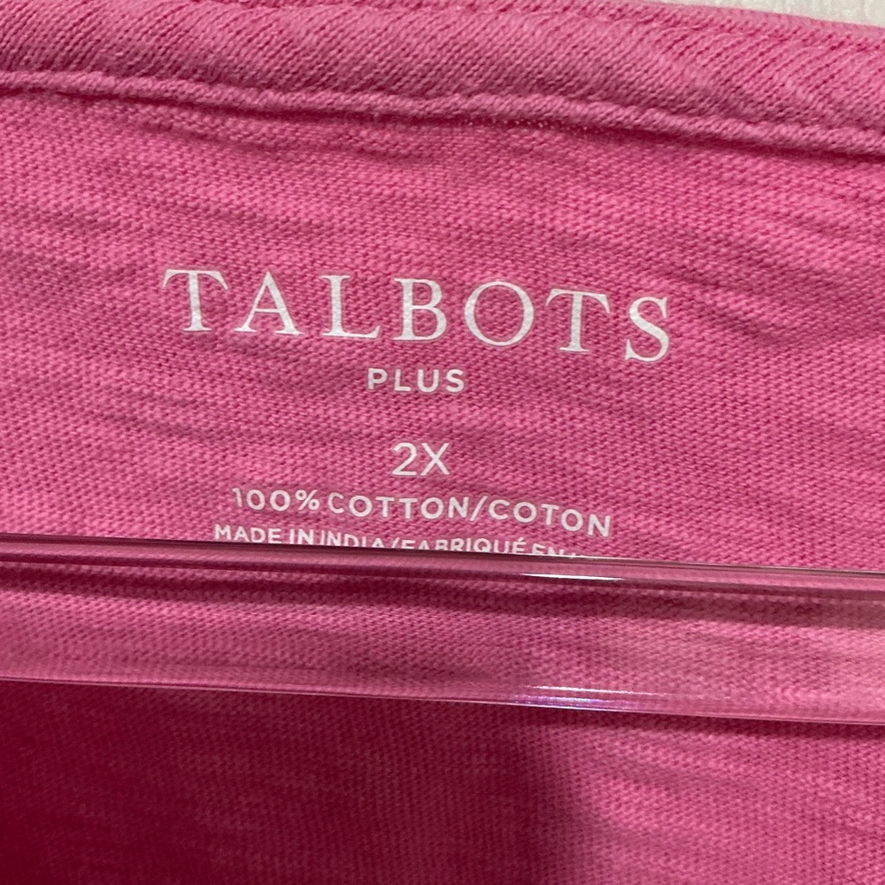 🩷 Talbots Pink Cotton V-neck T-shirt Women’s - Size 2X - Picture 2 of 4